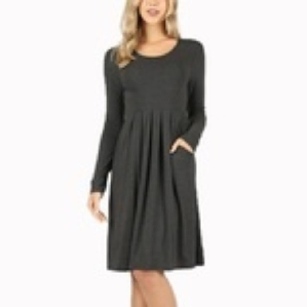 Zenana Premium Pleated Empire-Waist Dress